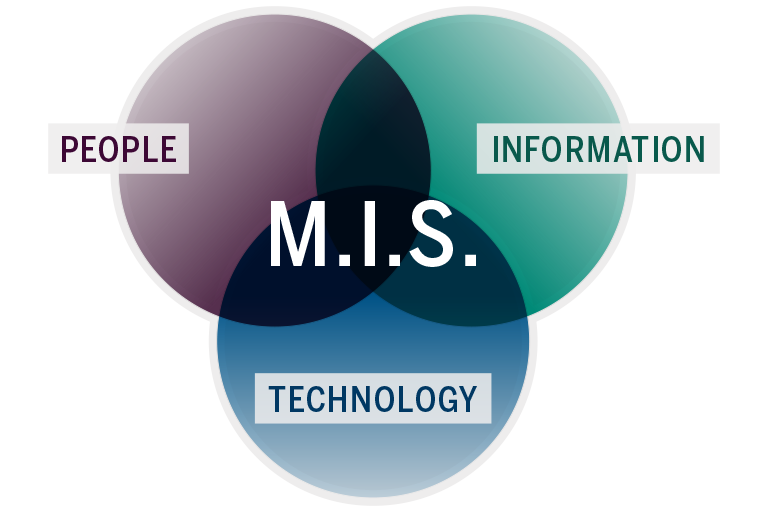 维恩图解说“M.I.S.”中心;围绕着它说“人们”、“信息”和“技术”。