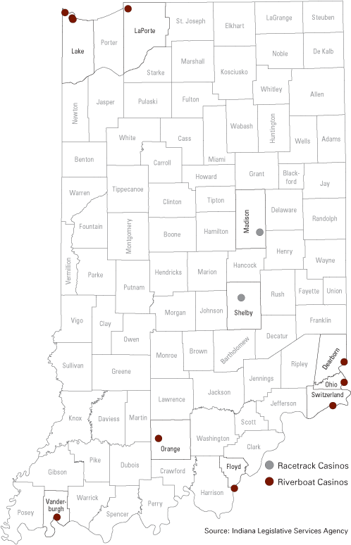 图3:印第安纳州的位置11河船和赛马场赌场,2008